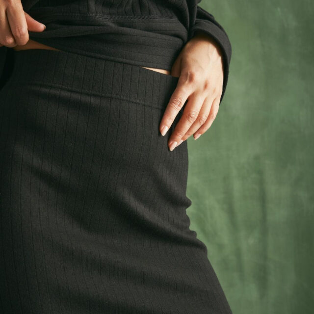 Lemahieu - Jupe midi laine et coton - Noir - Femme