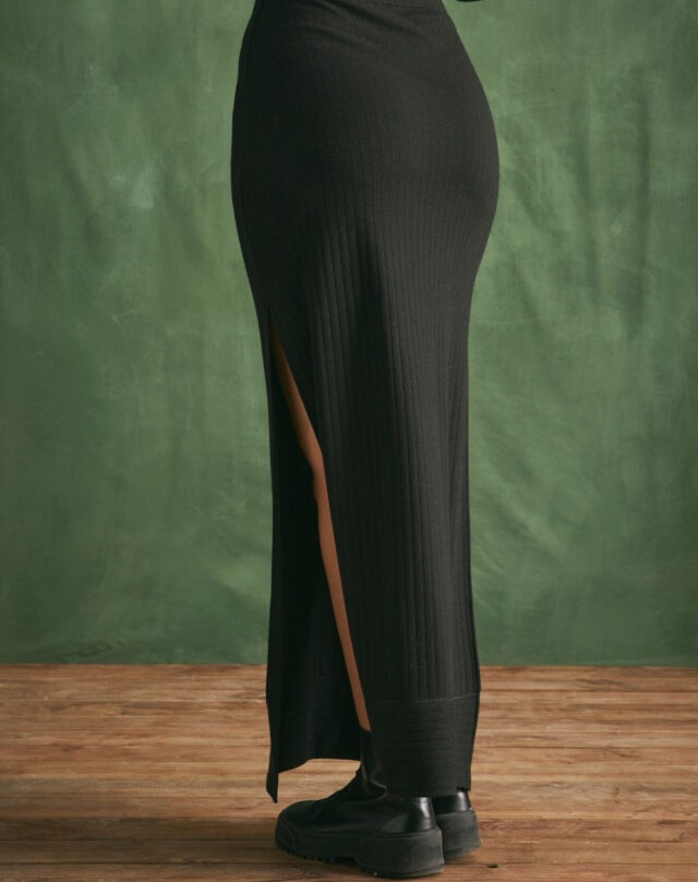 Lemahieu - Jupe midi laine et coton - Noir - Femme