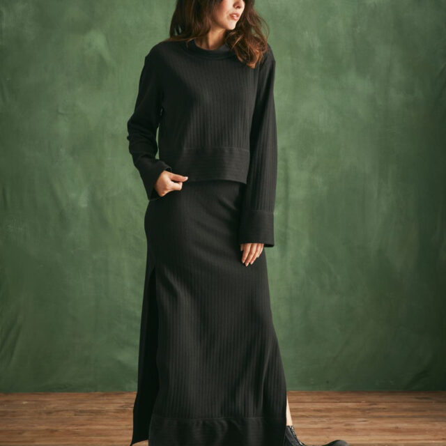 Lemahieu - Jupe midi laine et coton - Noir - Femme