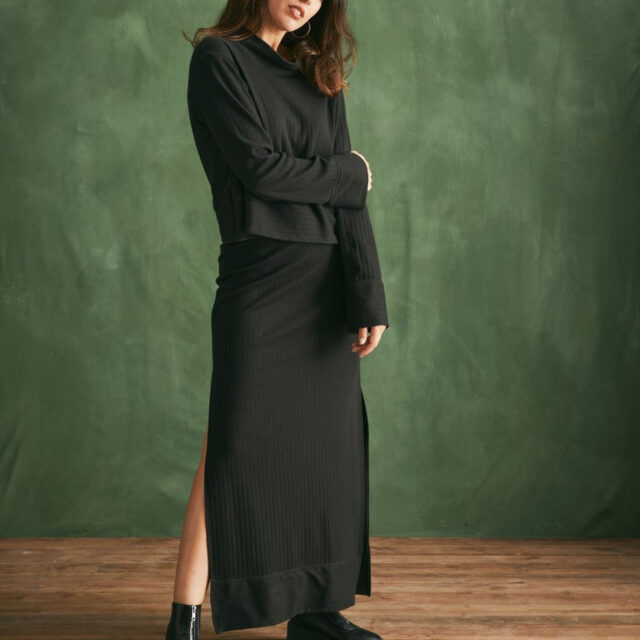 Lemahieu - Jupe midi laine et coton - Noir - Femme