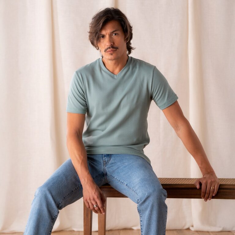 Le t-shirt Propre - Le t-shirt en coton bio - Col V - Vert Celadon