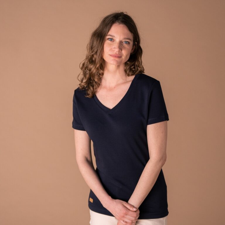 Le t-shirt Propre - Le t-shirt en coton bio - Col V - Bleu marine