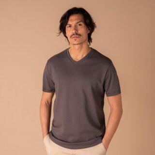 Le t-shirt Propre - Le t-shirt en coton bio  Col V  Gris