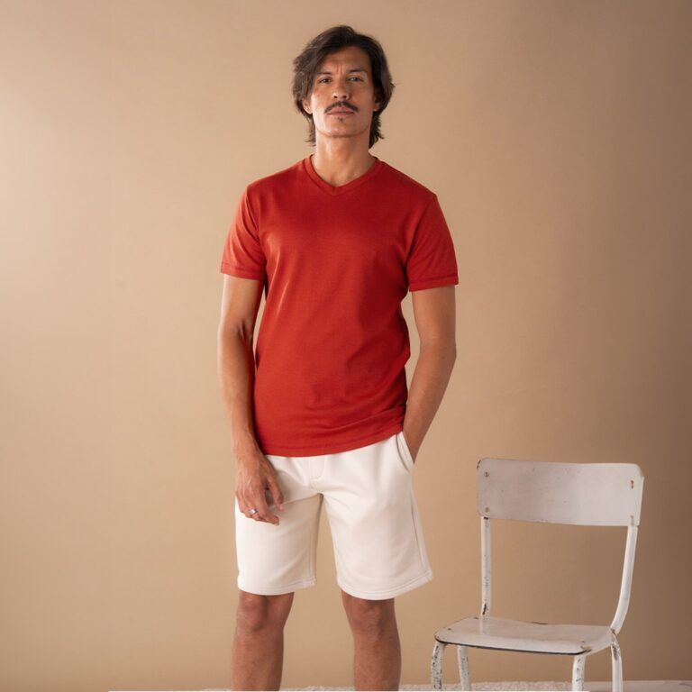 Le t-shirt Propre - Le t-shirt en coton bio - Col V - Terracotta