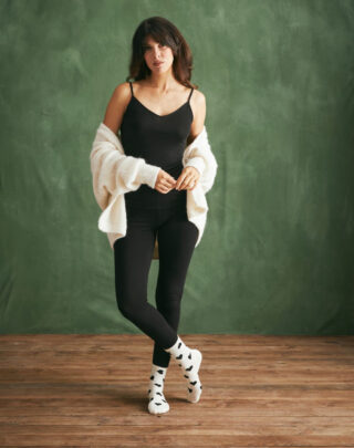 Maison Lemahieu - Legging en Coton Modal – Noir – Femme