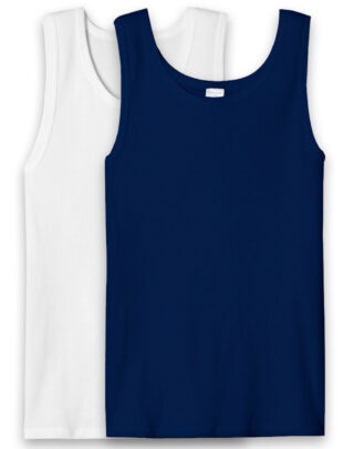 Maison Lemahieu - 2x Débardeurs Marcel – Blanc + Marine – Homme