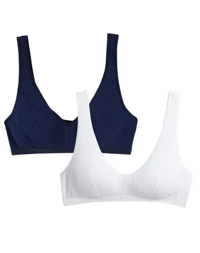 2x Brassières à pinces – Blanc + Marine – Femme par la marque Maison Lemahieu Maison Lemahieu - 2x Brassières à pinces – Blanc + Marine – Femme