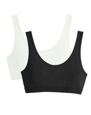 Maison Lemahieu - 2x Brassières 100% Coton BIO – Blanc – Noir – Femme