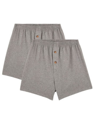 Maison Lemahieu - 2x Caleçons courts en Coton BIO – Gris – Terracotta – Homme