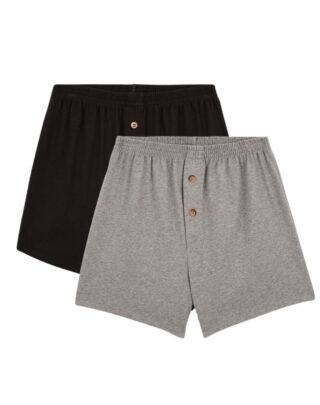 Maison Lemahieu - 2x Caleçons courts en Coton BIO – Gris + Noir – Homme