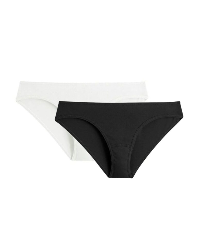 Lemahieu - 2x Culottes 100% en Coton BIO - Noir + Blanc - Femme