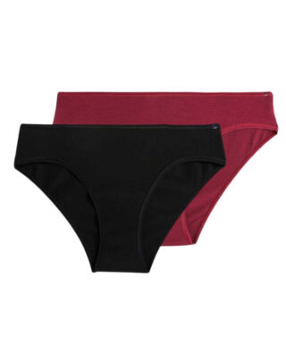 Maison Lemahieu - 2x Culottes en Coton BIO – Grenat + Noir – Femme