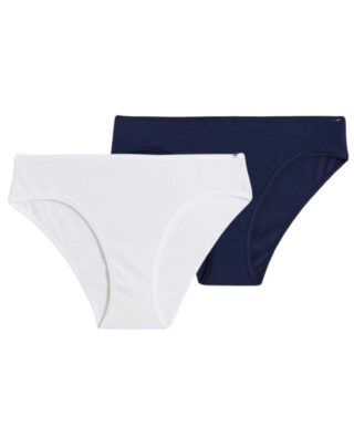 Maison Lemahieu - 2x Culottes en Coton BIO – Marine + Blanc – Femme