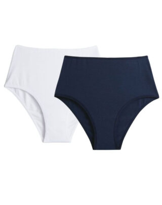 Maison Lemahieu - 2x Culottes taille haute – Marine + Blanc – Femme