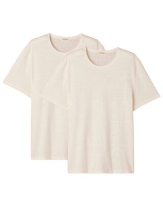 2x T-shirts 100% Lin – Ecru – Blanc – Homme par la marque Maison Lemahieu Maison Lemahieu - 2x T-shirts 100% Lin – Ecru – Blanc – Homme