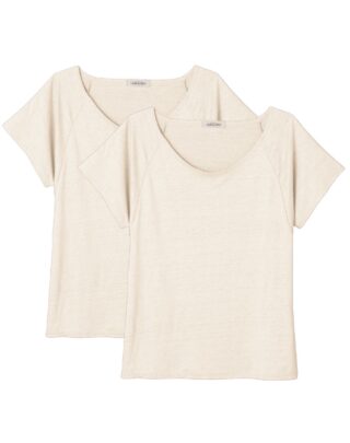 2x T-shirts Lin – Ecru – Femme – Blanc – Femme par la marque Maison Lemahieu Maison Lemahieu - 2x T-shirts Lin – Ecru – Femme – Blanc – Femme