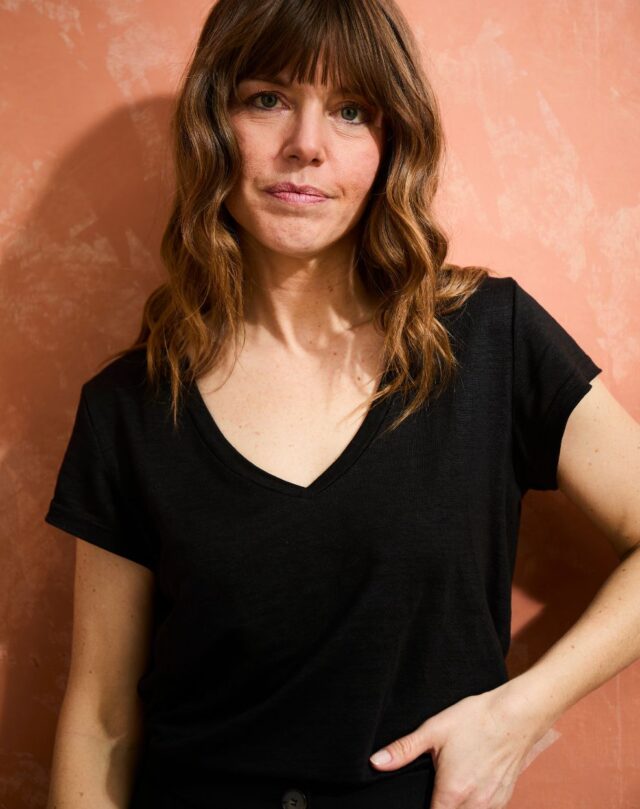 Lemahieu - 2x T-shirts col V 100% Lin - Noir - Femme - Femme