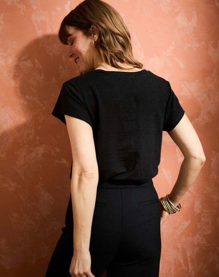 Lemahieu - 2x T-shirts col V 100% Lin - Noir - Femme - Femme