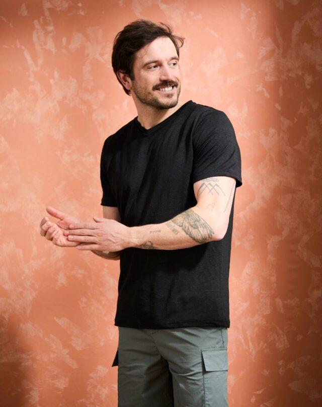 Lemahieu - 2x T-shirts 100% Lin col V - Noir - Homme