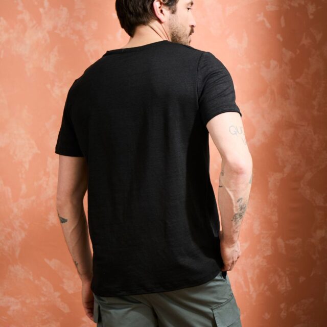 Lemahieu - 2x T-shirts 100% Lin col V - Noir - Homme