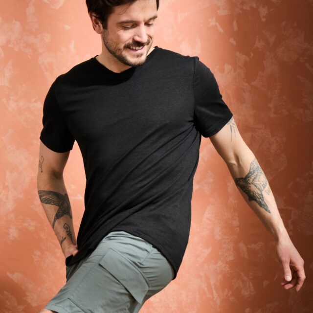 Lemahieu - 2x T-shirts 100% Lin col V - Noir - Homme