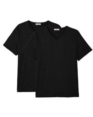 Maison Lemahieu - 2x T-shirts 100% Lin col V – Noir – Homme