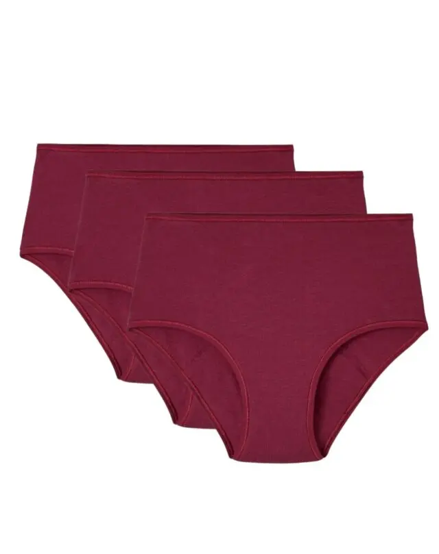 Maison Lemahieu - 3x Culottes menstruelles taille haute – Grenat – Bordeaux – Femme