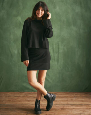Maison Lemahieu - Mini Jupe laine et coton  Noir  Femme