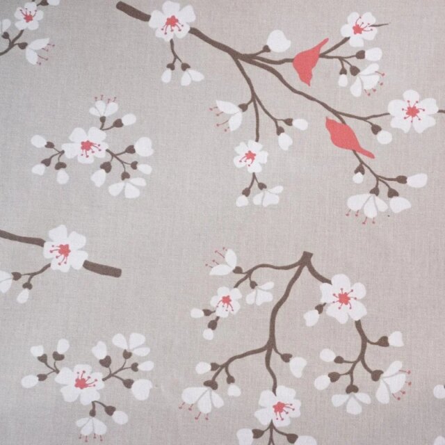 Fleur de Soleil - Nappe enduite Cerisier taupe/corail