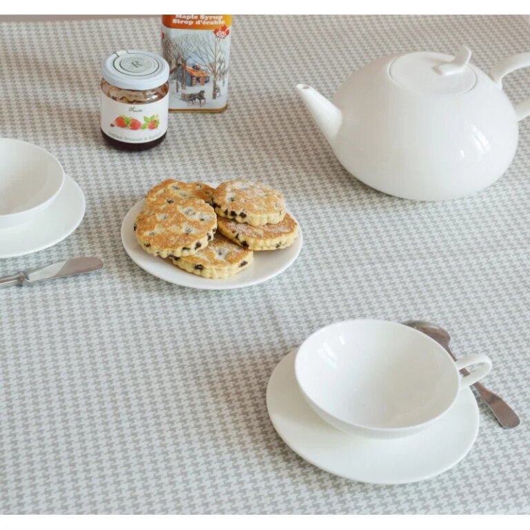 Fleur de Soleil - Nappe enduite Pied de Poule gris