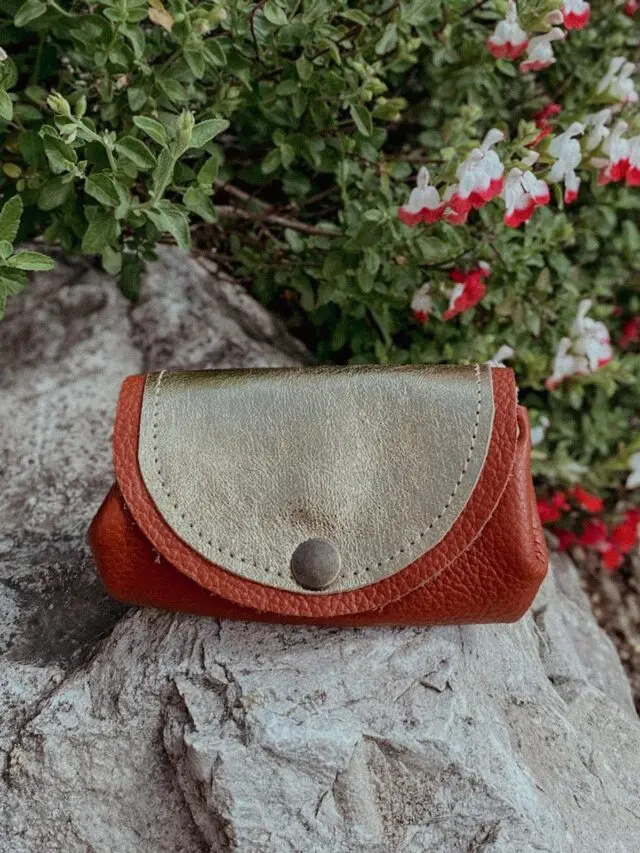 Pochette à pièces écus en cuir usée (Marron Pochette à pièces écus en cuir usée (Marron