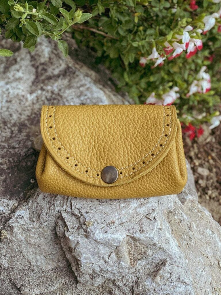 porte monnaie cuir jaune 1 Maison Rottier - Maroquinerie fabriquée en France - Porte-Monnaie Cuir Jaune - Mathilde