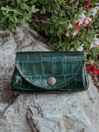 Maison Rottier - Porte-Monnaie Cuir Vert Style Croco – Mathilde
