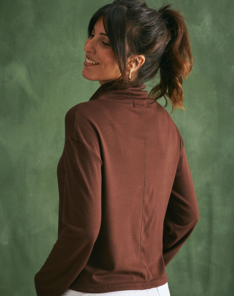 Lemahieu - Pull col montant chocolat - Femme - Femme
