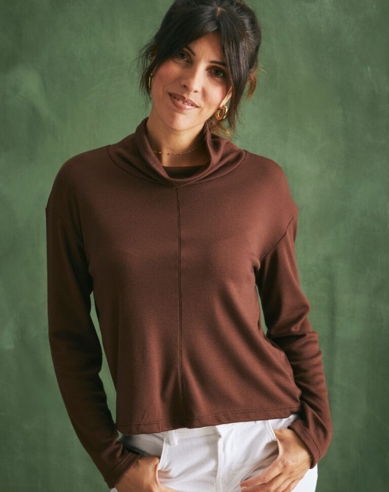 Lemahieu - Pull col montant chocolat - Femme - Femme