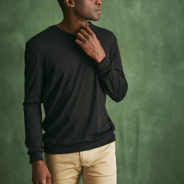 Lemahieu - Pull col V 100% Laine mérinos - Noir - Homme