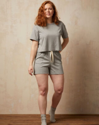 Short détente – Gris – Terracotta – Femme par la marque Maison Lemahieu Maison Lemahieu - Short détente – Gris – Terracotta – Femme