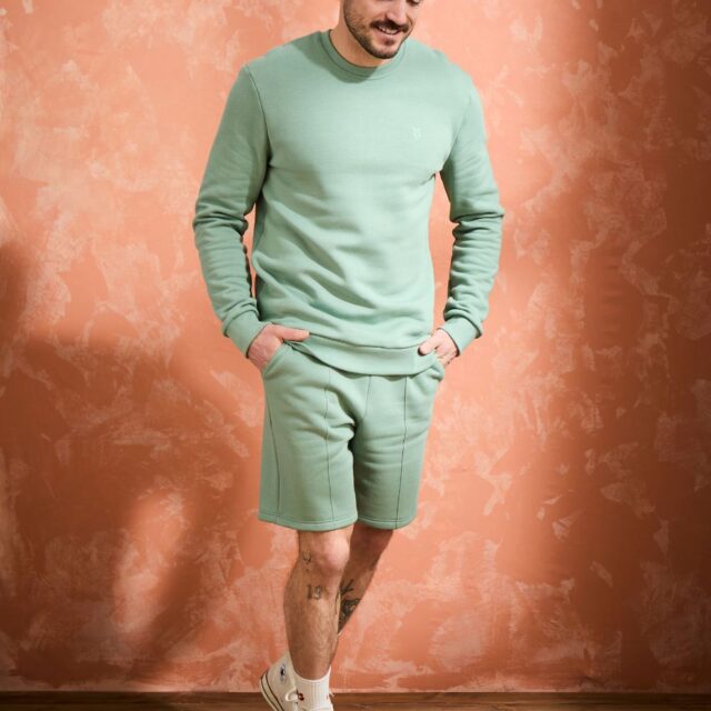 Lemahieu - Short molleton - Sauge - Homme