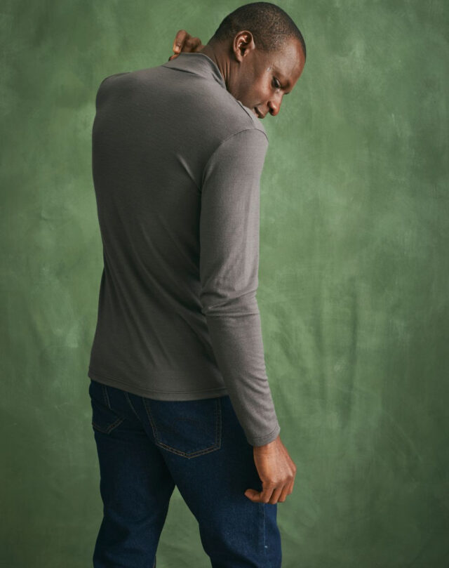 Lemahieu - Sous pull coll montant - Gris - Terracotta - Homme