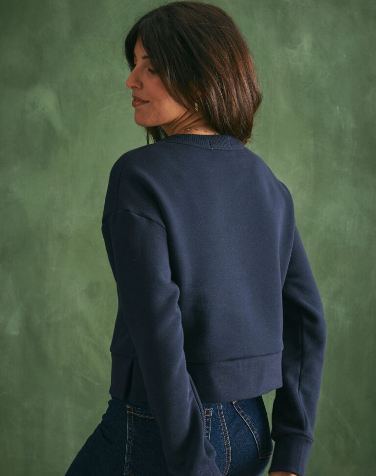 Lemahieu - Sweat sans griffe en Coton BIO - Marine - Femme