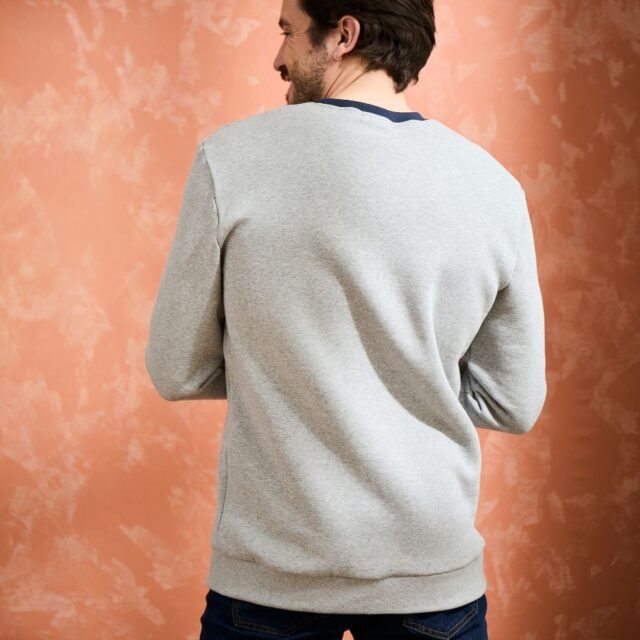 Lemahieu - Sweat en Coton BIO Molleton - Gris - Terracotta - Homme