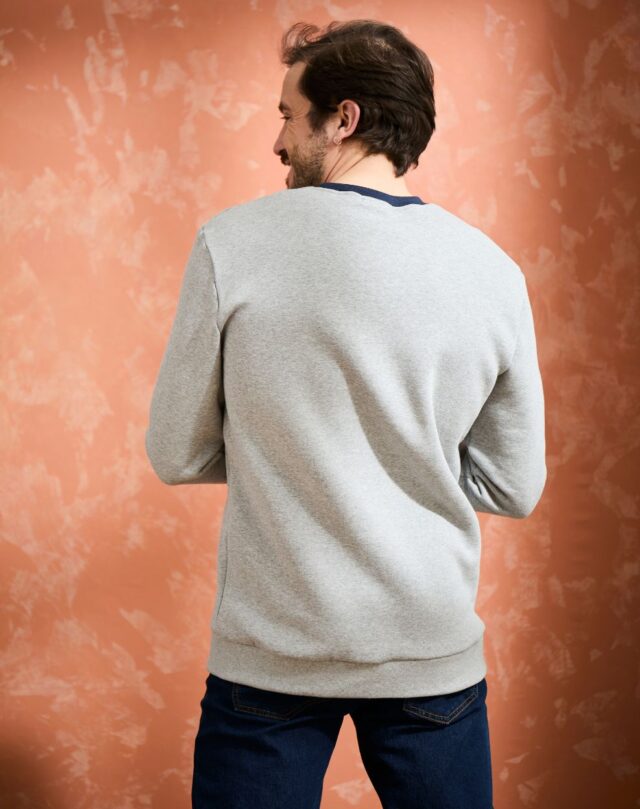 Lemahieu - Sweat en Coton BIO Molleton - Gris - Terracotta - Homme