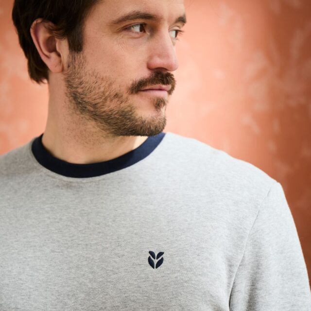 Lemahieu - Sweat en Coton BIO Molleton - Gris - Terracotta - Homme