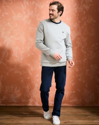 Maison Lemahieu - Sweat en Coton BIO Molleton – Gris – Terracotta – Homme