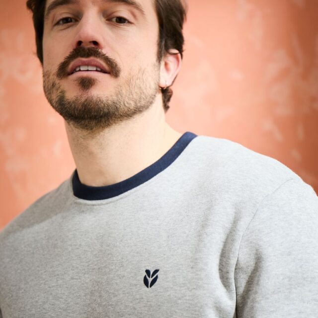 Lemahieu - Sweat en Coton BIO Molleton - Gris - Terracotta - Homme