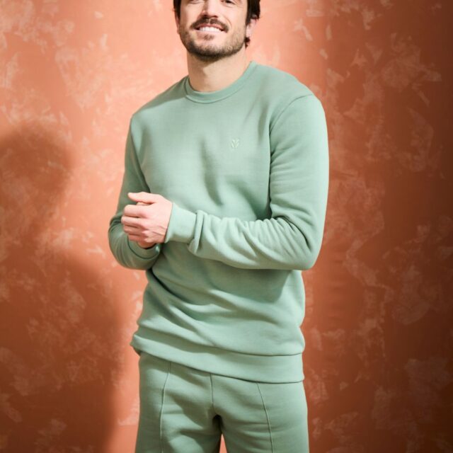 Lemahieu - Sweat en Coton BIO Molleton - Sauge - Homme