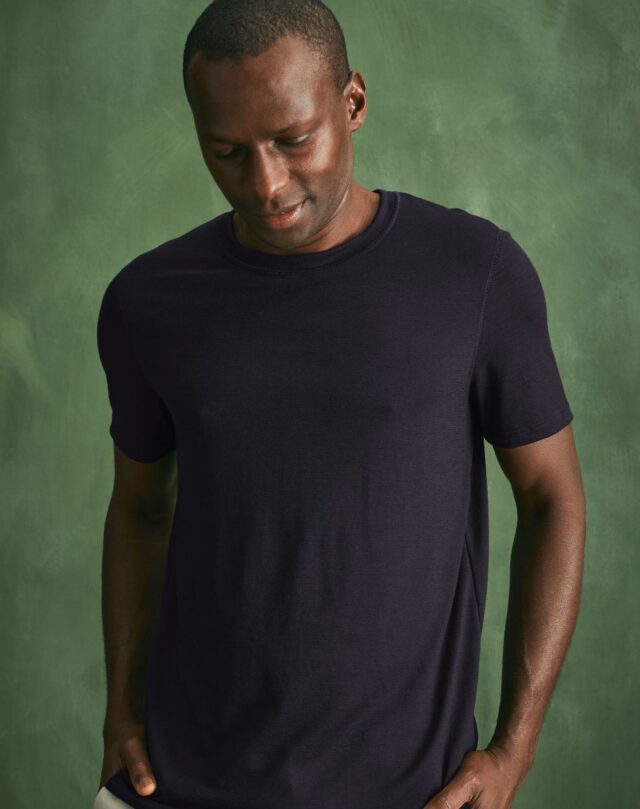 Lemahieu - T-shirt 100% Laine Mérinos - Marine Nuit - Homme