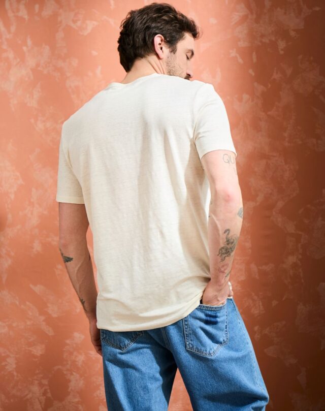 Lemahieu - T-shirt homme 100% Lin - Ecru - Blanc - Homme