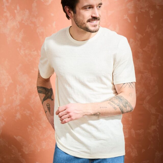 Lemahieu - T-shirt homme 100% Lin - Ecru - Blanc - Homme