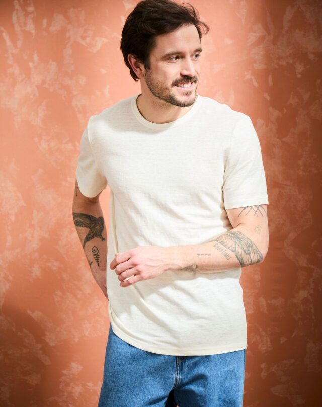 Lemahieu - T-shirt homme 100% Lin - Ecru - Blanc - Homme